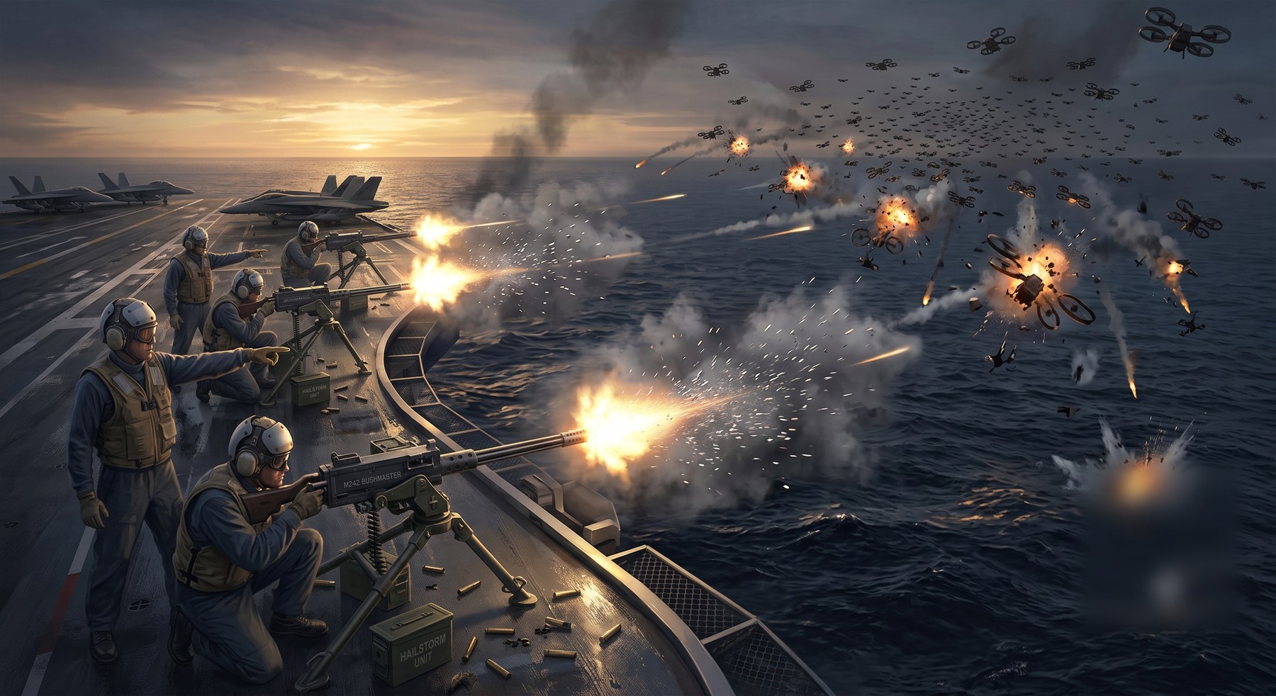 Concept art of the system in use. Steele's argument is that the guns are already bought, already paid for, and already sitting in storage.
